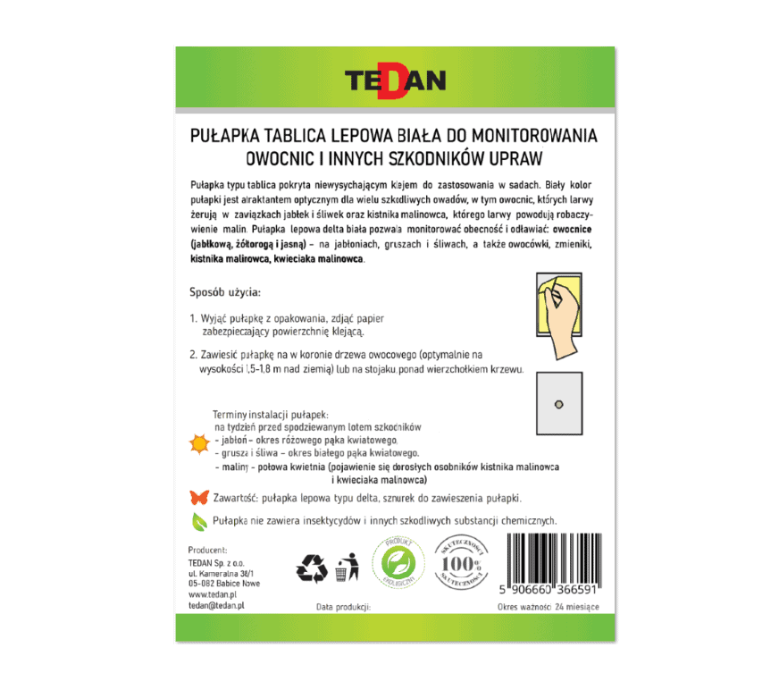 Pułapka TABLICA LEPOWA BIAŁA do monitorowania owocnic - Image 2